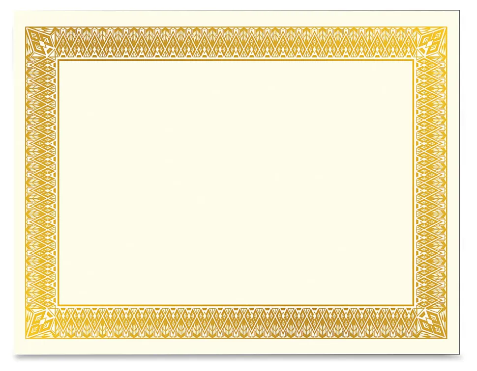 Geographics Foil Certificates, 8-1/2" x 11", Rome Gold, Pack Of 15