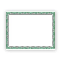 Geographics Heavyweight Foil Certificates, 8-1/2" x 11", Green With Silver Foil, Pack Of 15