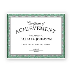 Geographics Heavyweight Foil Certificates, 8-1/2" x 11", Green With Silver Foil, Pack Of 15