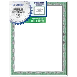 Geographics Heavyweight Foil Certificates, 8-1/2