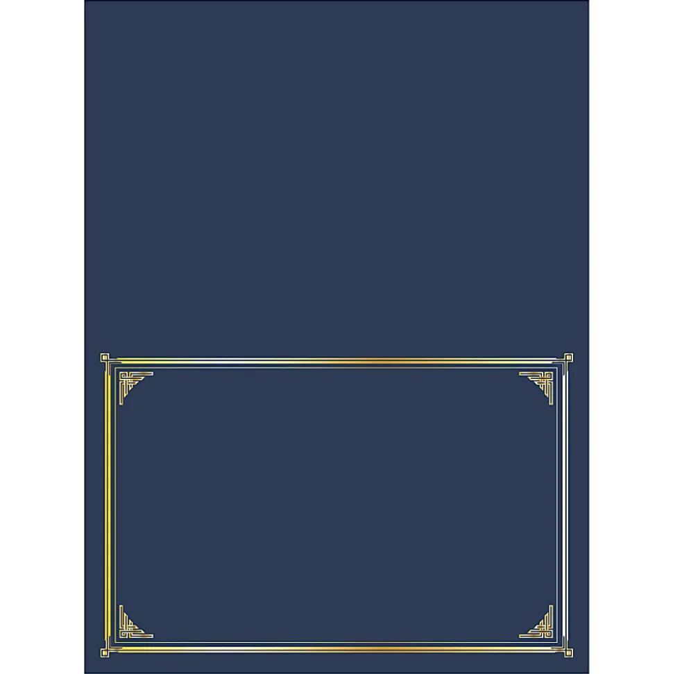 Geographics® Linen Mini Certificate Covers, 9-3/4" x 6-1/2", Navy, Pack Of 10 Covers