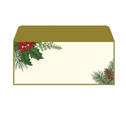 Geo Studios #10 Holiday-Themed Envelopes, Moisture Seal, Vintage Holly, Pack Of 35 Envelopes