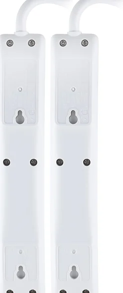 GE 6 Outlet Power Strip 2 Pack, 1'6" Cord, White, 14833