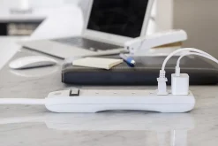 GE 6 Outlet Power Strip 2 Pack, 1'6