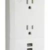 GE 2-Outlet 2-USB Wall Tap With Cable Management, 31705