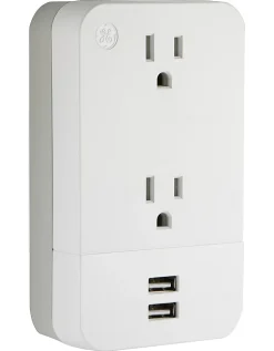 GE 2-Outlet 2-USB Wall Tap With Cable Management, 31705