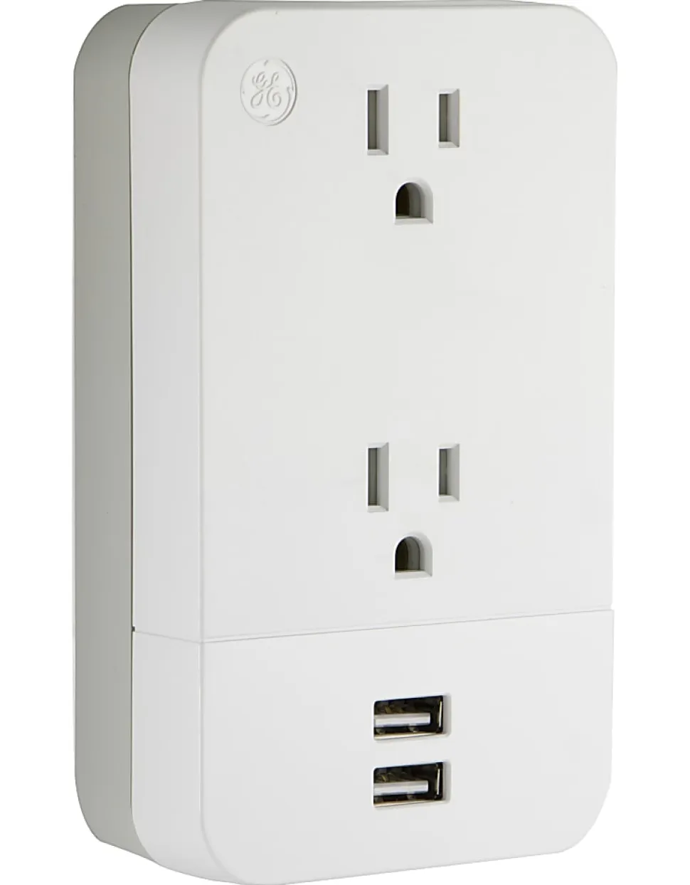 GE 2-Outlet 2-USB Wall Tap With Cable Management, 31705