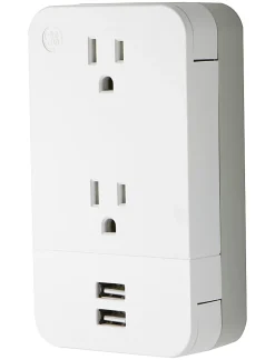 GE 2-Outlet 2-USB Wall Tap With Cable Management, 31705