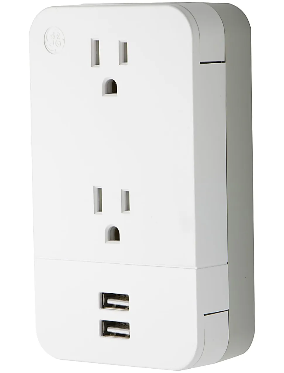 GE 2-Outlet 2-USB Wall Tap With Cable Management, 31705