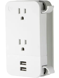 GE 2-Outlet 2-USB Wall Tap With Cable Management, 31705