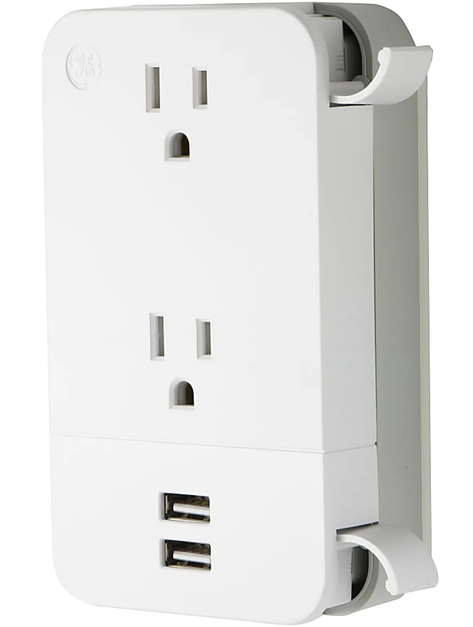GE 2-Outlet 2-USB Wall Tap With Cable Management, 31705
