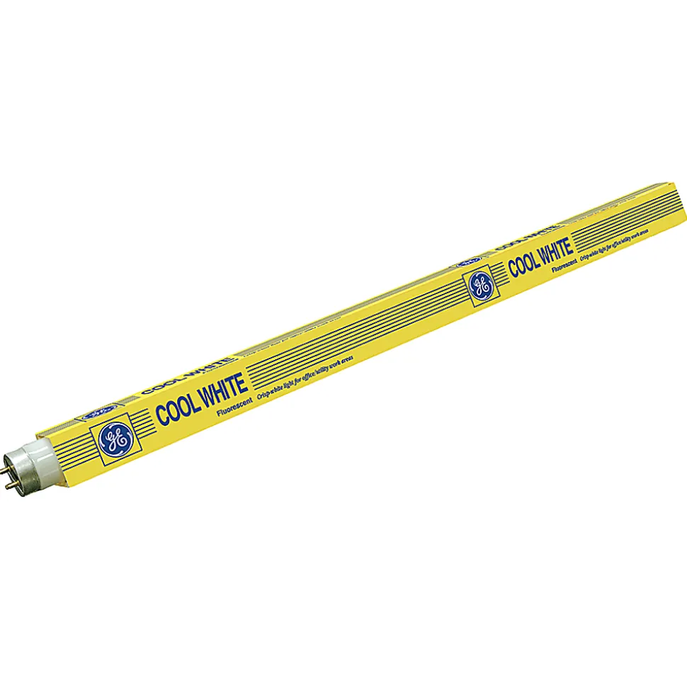 GE T8 Fluorescent 18" Tubes, 15 Watts, Cool White, Pack Of 6
