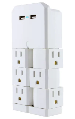 GE Ultra Pro 6-Outlet 2-USB Wall Tap, 37064