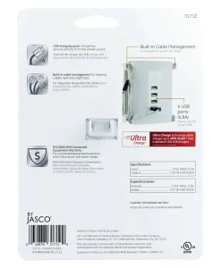 GE UltraPro USB Wall Charger, White, 31712