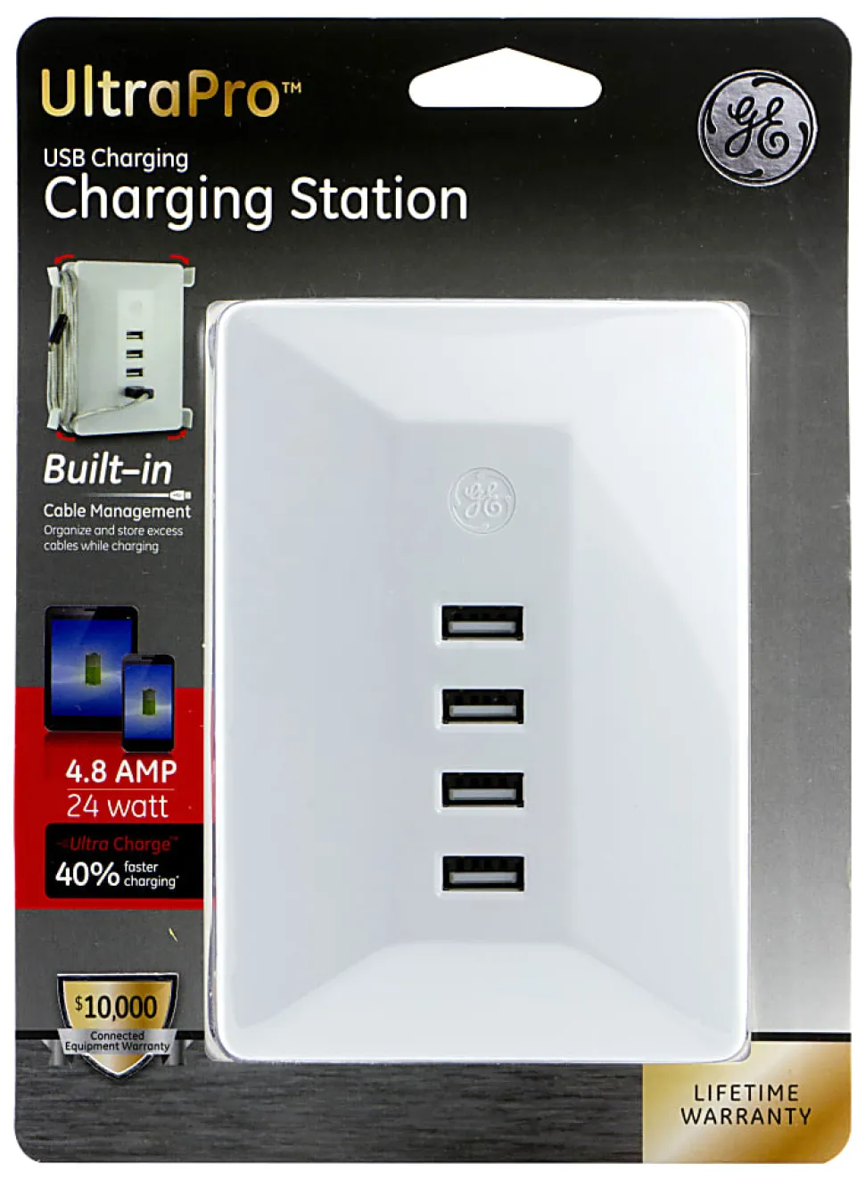 GE UltraPro USB Wall Charger, White, 31712