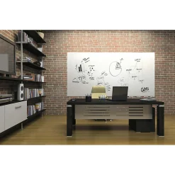 Ghent Aria Low-Profile Magnetic Glass Unframed Dry-Erase Whiteboard, 48