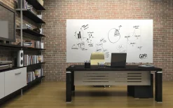 Ghent Aria Low-Profile Magnetic Glass Unframed Dry-Erase Whiteboard, 48