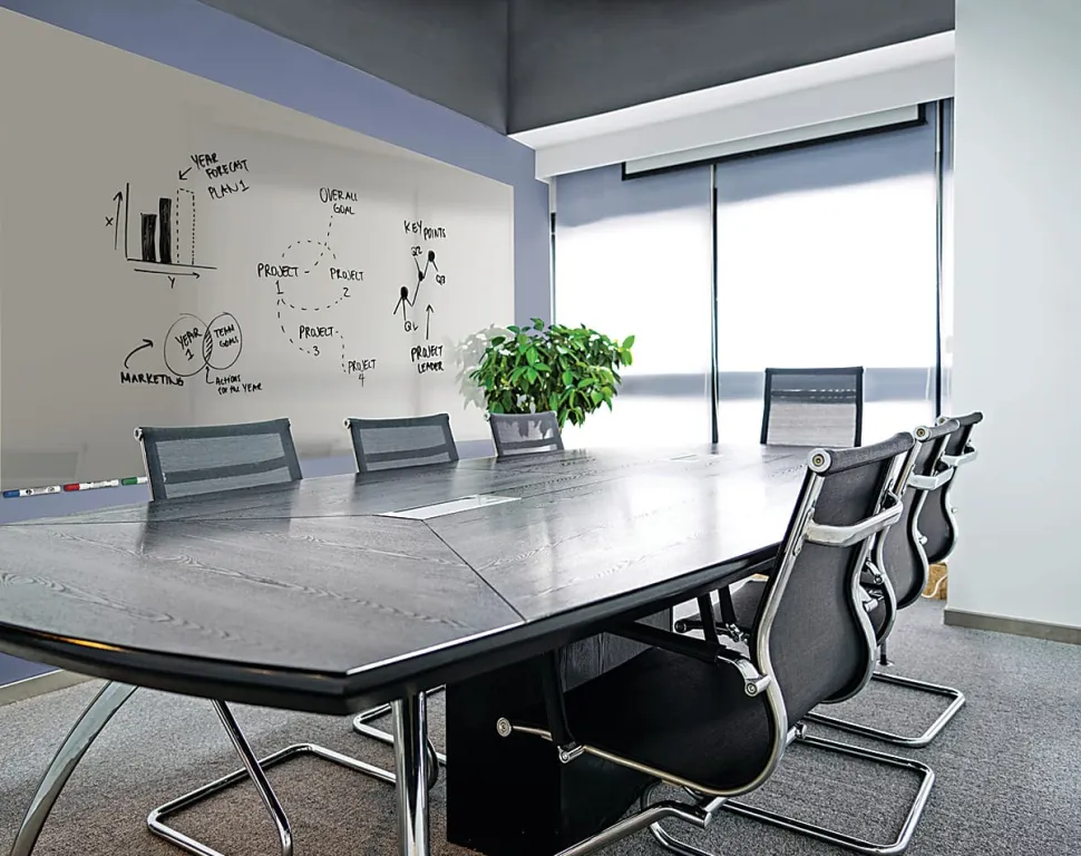 Ghent Aria Low Profile Magnetic Dry-Erase Whiteboard, Glass, 36” x 72”, Gray