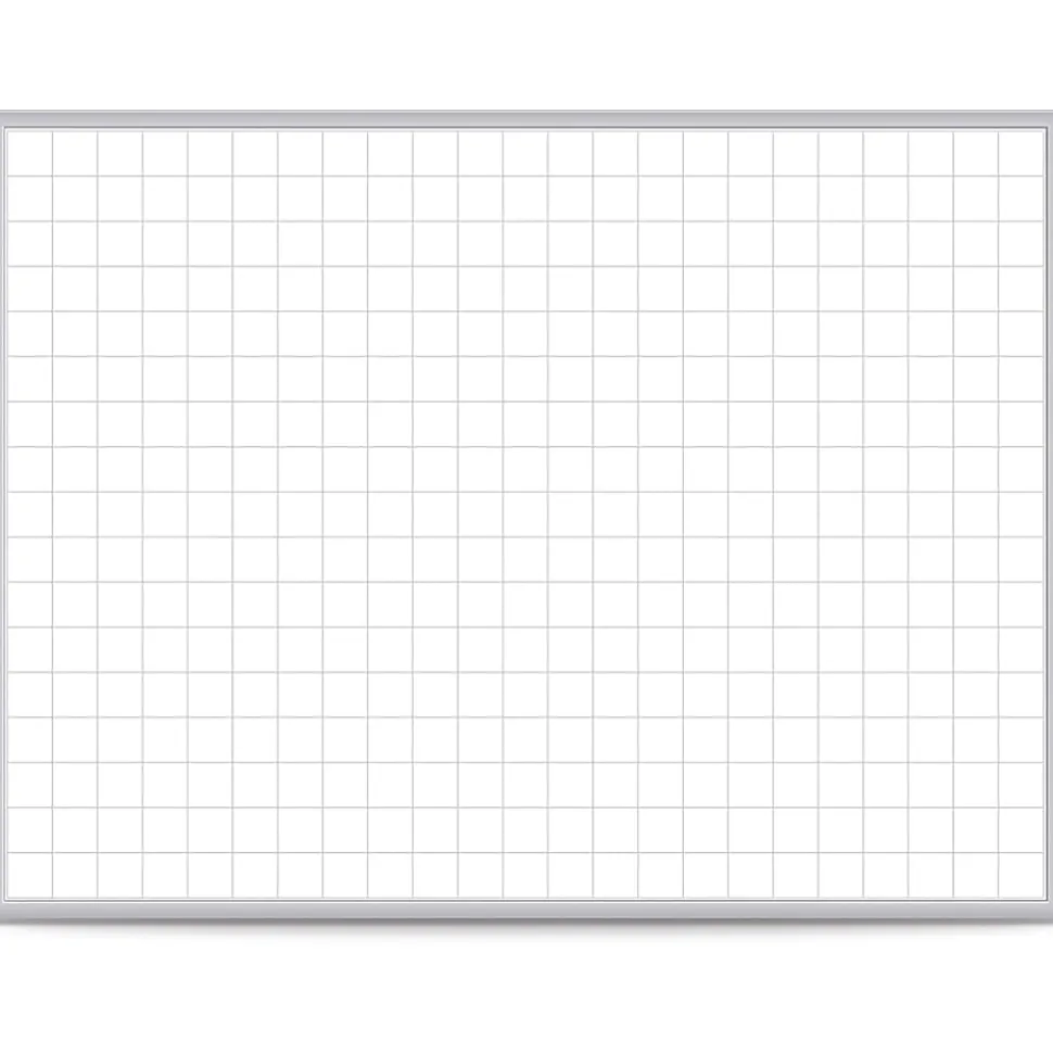 Ghent Grid Magnetic Dry-Erase Whiteboard, 36" x 48", Aluminum Frame With Silver Finish
