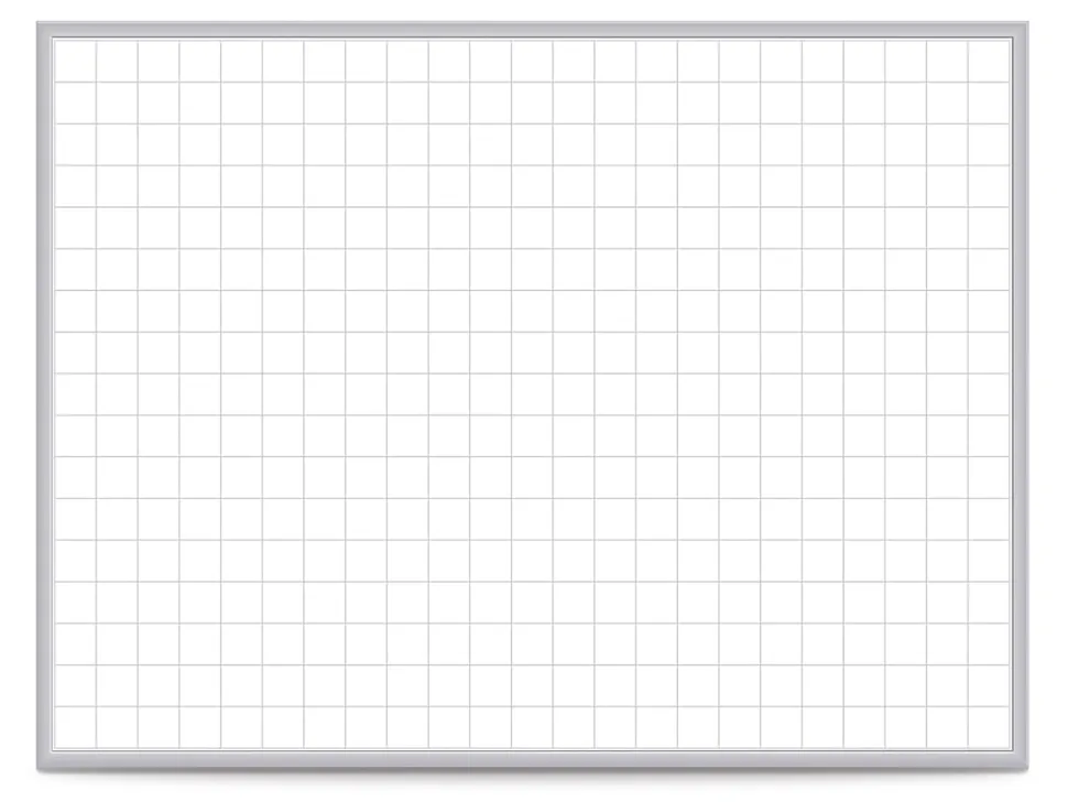 Ghent Grid Magnetic Dry-Erase Whiteboard, 36" x 48", Aluminum Frame With Silver Finish