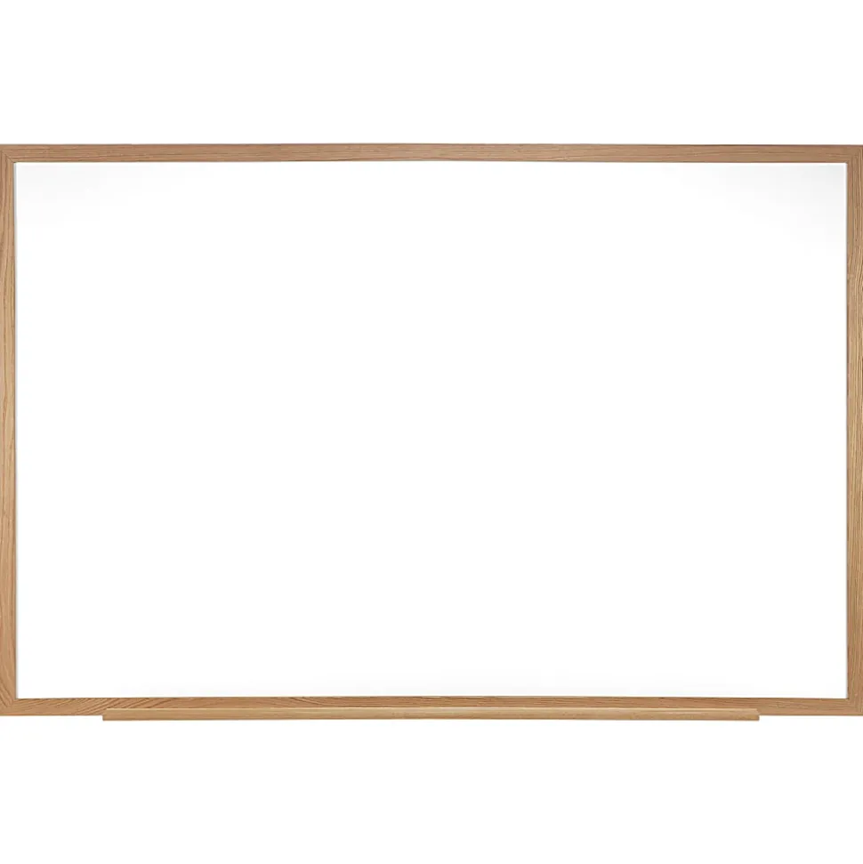 Ghent M1W Magnetic Dry-Erase Whiteboard, Porcelain, 48 1/2" x 72 1/2", Oak Wood Frame, Natural Finish