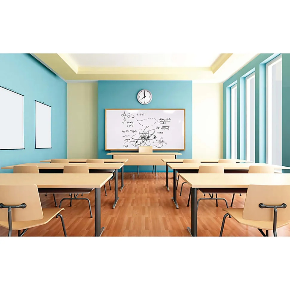 Ghent M1W Magnetic Dry-Erase Whiteboard, Porcelain, 48 1/2" x 72 1/2", Oak Wood Frame, Natural Finish