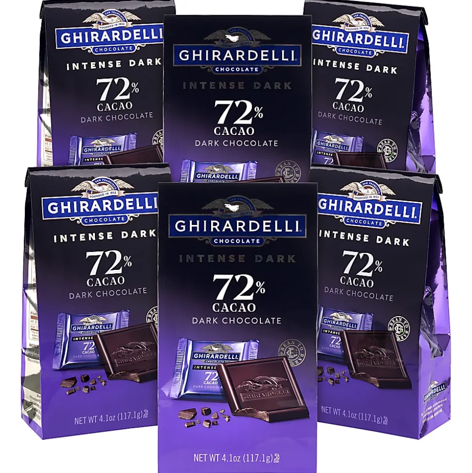 Ghirardelli Dark Chocolate 72% Intense Dark Squares, 4.1 Oz, Total Qty 6