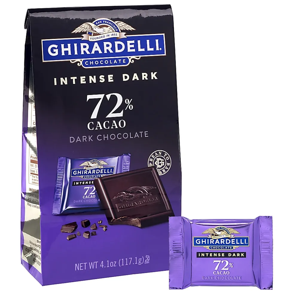 Ghirardelli Dark Chocolate 72% Intense Dark Squares, 4.1 Oz, Total Qty 6
