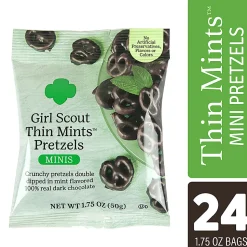 Girl Scouts Thin Mint Pretzel Minis, 1.75 Oz, Pack Of 24 Bags