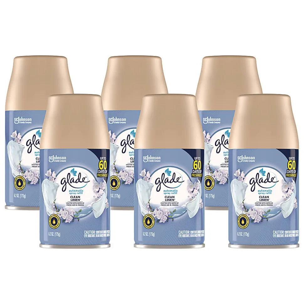 Glade® Automatic Air Freshener, Clean Linen, 6.2 oz, 6/Carton