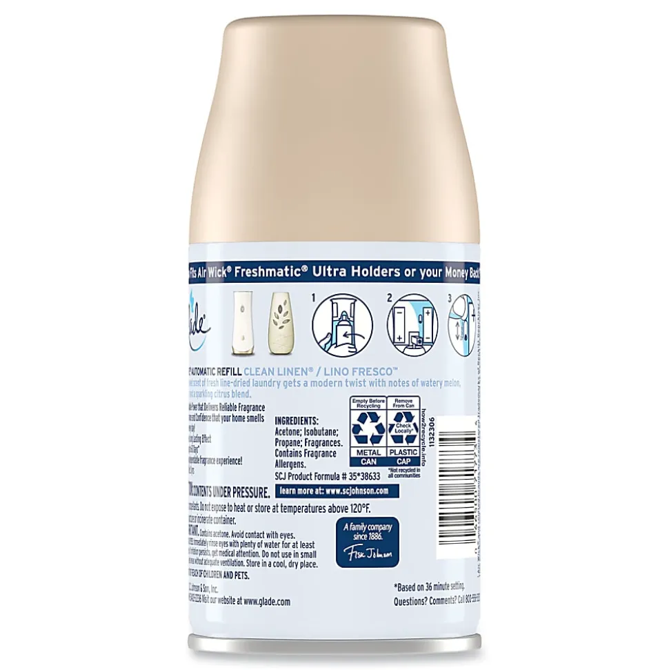 Glade® Automatic Air Freshener, Clean Linen, 6.2 oz, 6/Carton
