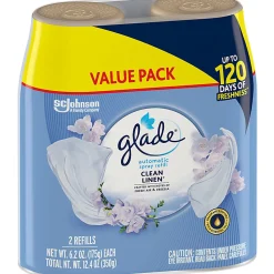 Glade Automatic Spray Refills, Clean Linen Scent, 12.4 fl oz, Pack Of 2 Refills