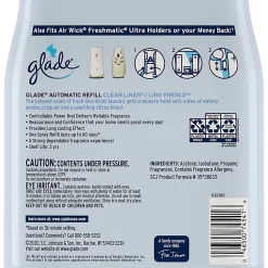 Glade Automatic Spray Refills, Clean Linen Scent, 12.4 fl oz, Pack Of 2 Refills