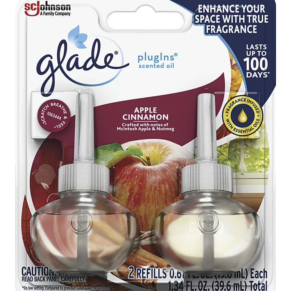 Glade PlugIns Apple Cinnamon Oil Refills, 1.3 Oz, Apple Cinnamon Scent, Carton Of 12