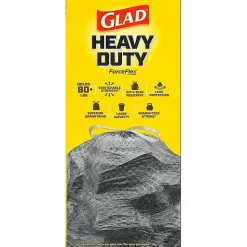 Glad® ForceFlex® Drawstring Trash Bags, 1.05 mil, 30 Gallons, Black, Box Of 25