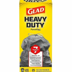 Glad® ForceFlex® Drawstring Trash Bags, 1.05 mil, 30 Gallons, Black, Box Of 25