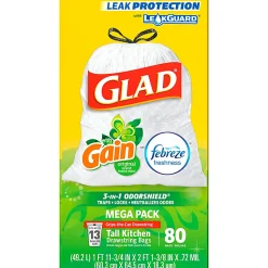 Glad ForceFlex Kitchen Drawstring Trash Bags, 13 gal, Gain Original Scent, 24