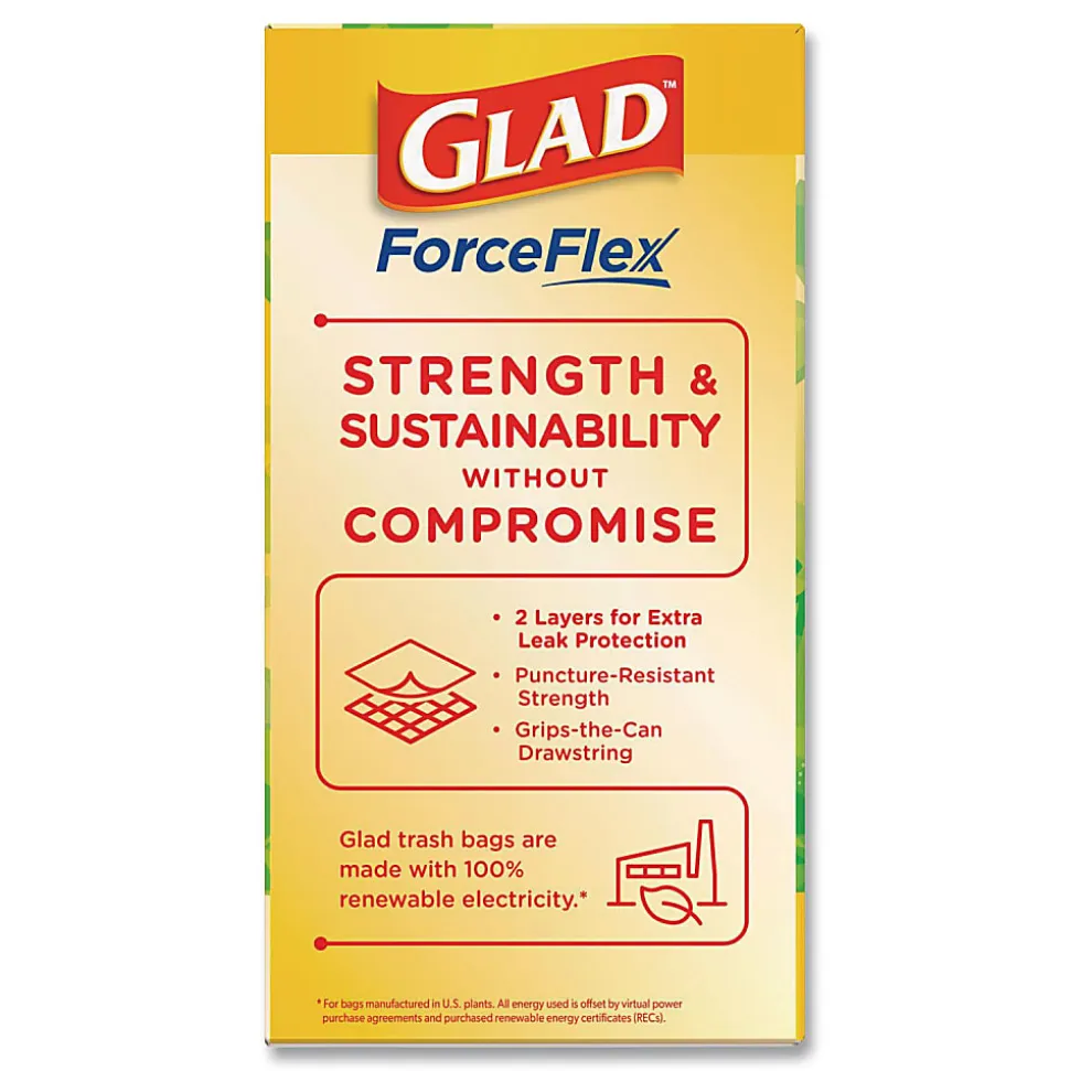 Glad ForceFlex Kitchen Drawstring Trash Bags, 13 gal, Gain Original Scent, 24" x 27.38", White, 80 Bags/Box, 3 Boxes/Carton