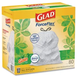 Glad ForceFlex Kitchen Drawstring Trash Bags, 13 gal, Gain Original Scent, 24