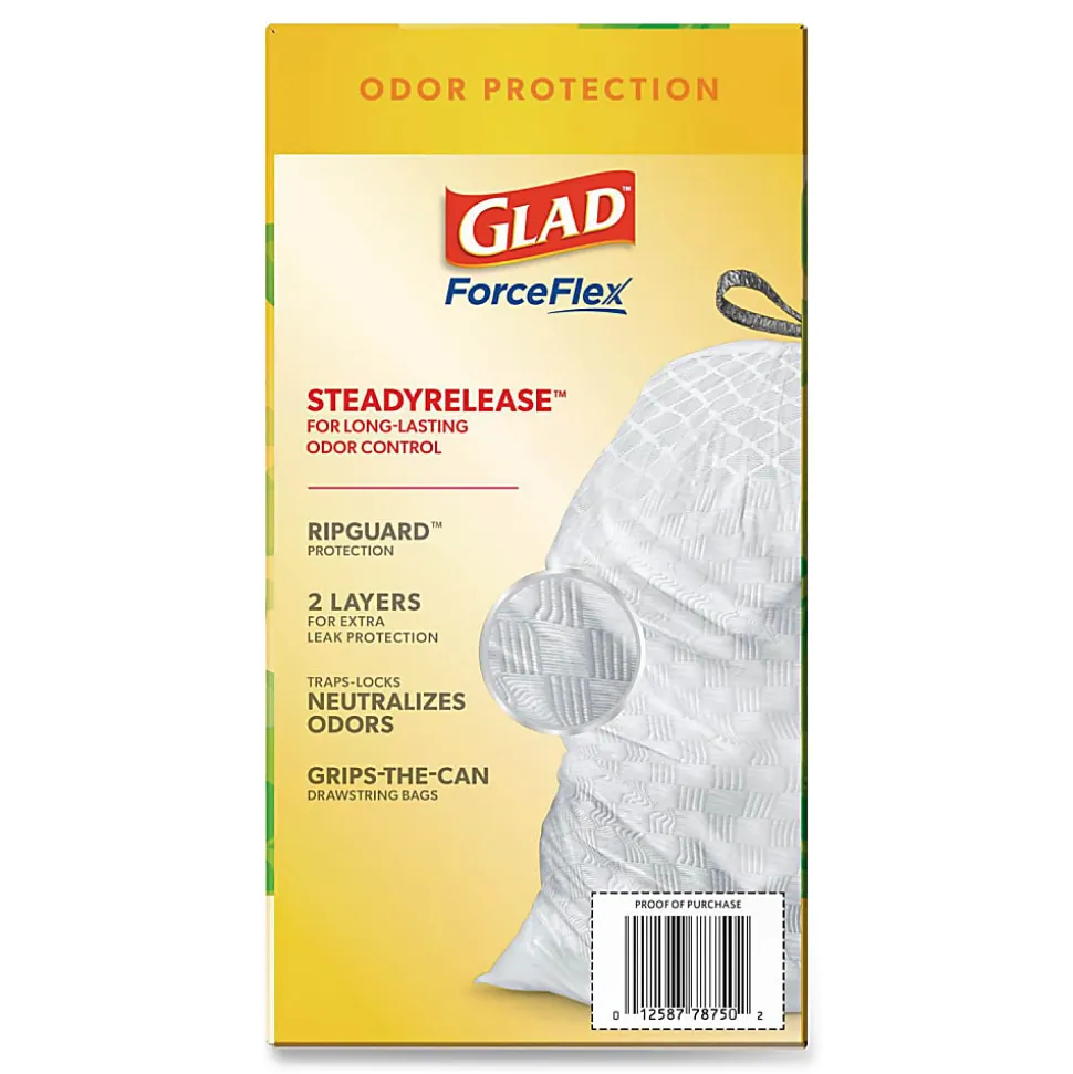 Glad ForceFlex Kitchen Drawstring Trash Bags, 13 gal, Gain Original Scent, 24" x 27.38", White, 80 Bags/Box, 3 Boxes/Carton