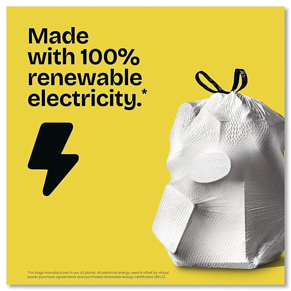 Glad ForceFlex Kitchen Drawstring Trash Bags, 13 gal, Gain Original Scent, 24" x 27.38", White, 80 Bags/Box, 3 Boxes/Carton