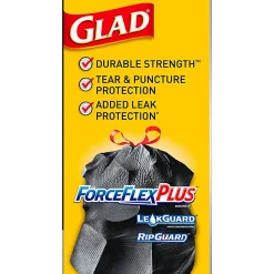 Glad ForceFlexPlus Drawstring Large Trash Bags, Large Size, 30 gal, 0.90 mil (23 Micron) Thickness, 50 Count - 78997