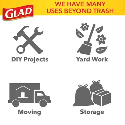 Glad® ForceFlexPlus™ Large Drawstring Trash Bags, 1.05 mil, 30 Gallon, Black, Box Of 70 Bags