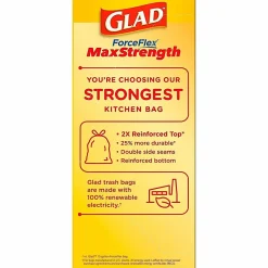 Glad ForceFlexPlus X-Large Kitchen Drawstring Bags, Fresh Clean with Febreze Freshness, Large Size, 180 Count - 78913CT