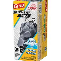Glad ForceFlexPlus XL X, Large Kitchen Drawstring Trash Bags, Fresh Clean with Febreze Freshness, Large Size, 30 Count - Â CLO78913