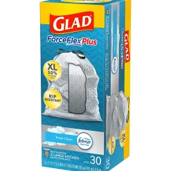 Glad ForceFlexPlus XL X, Large Kitchen Drawstring Trash Bags, Fresh Clean with Febreze Freshness, Large Size, 30 Count -  CLO78913