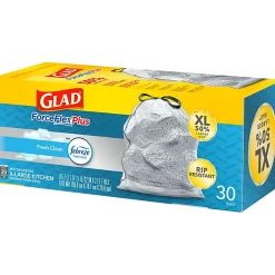 Glad ForceFlexPlus XL X, Large Kitchen Drawstring Trash Bags, Fresh Clean with Febreze Freshness, Large Size, 30 Count -  CLO78913