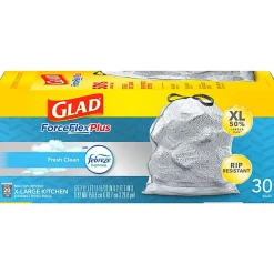 Glad ForceFlexPlus XL X, Large Kitchen Drawstring Trash Bags, Fresh Clean with Febreze Freshness, Large Size, 30 Count -  CLO78913