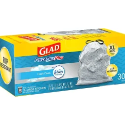 Glad ForceFlexPlus XL X, Large Kitchen Drawstring Trash Bags, Fresh Clean with Febreze Freshness, Large Size, 30 Count -  CLO78913