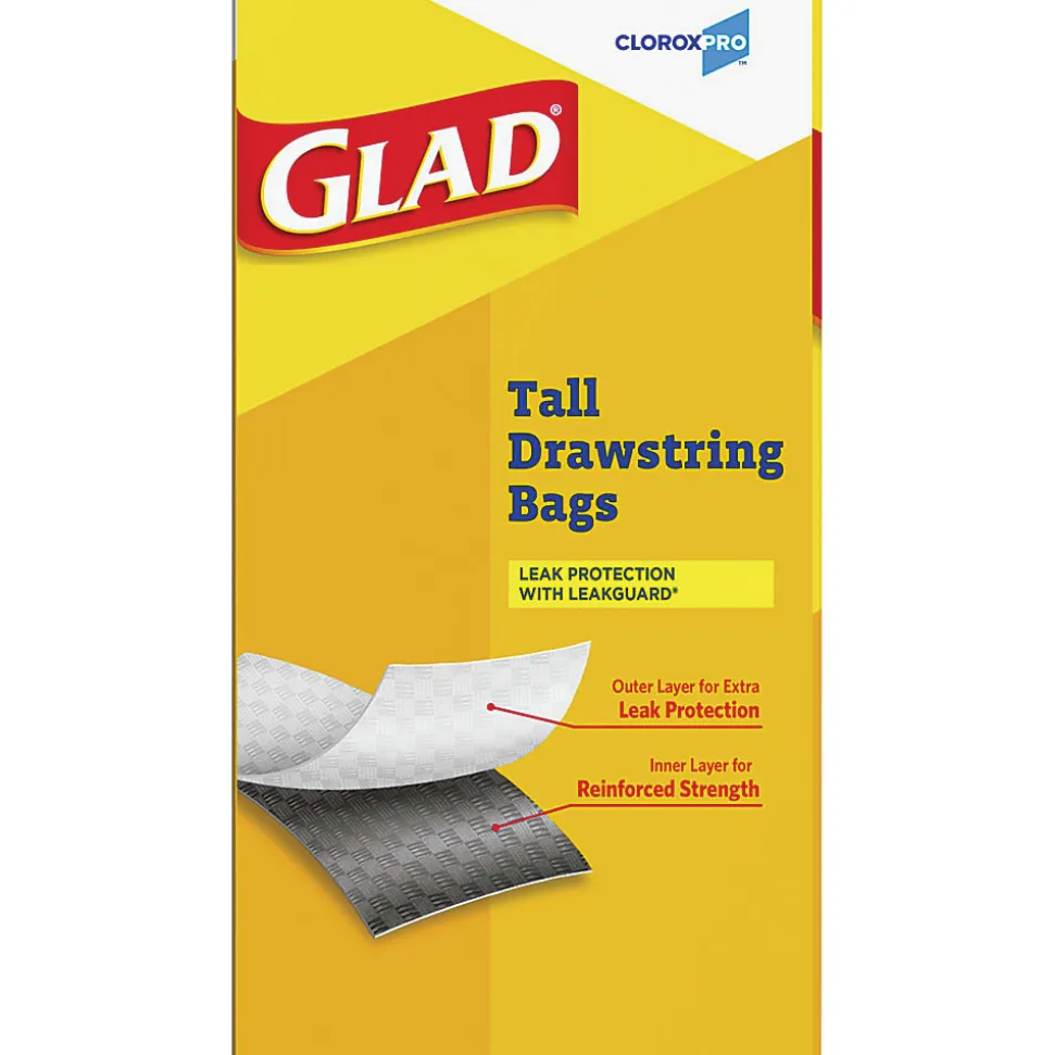 Glad ForceFlex Tall Kitchen Drawstring Trash Bags, 78526CT, 100-Pack